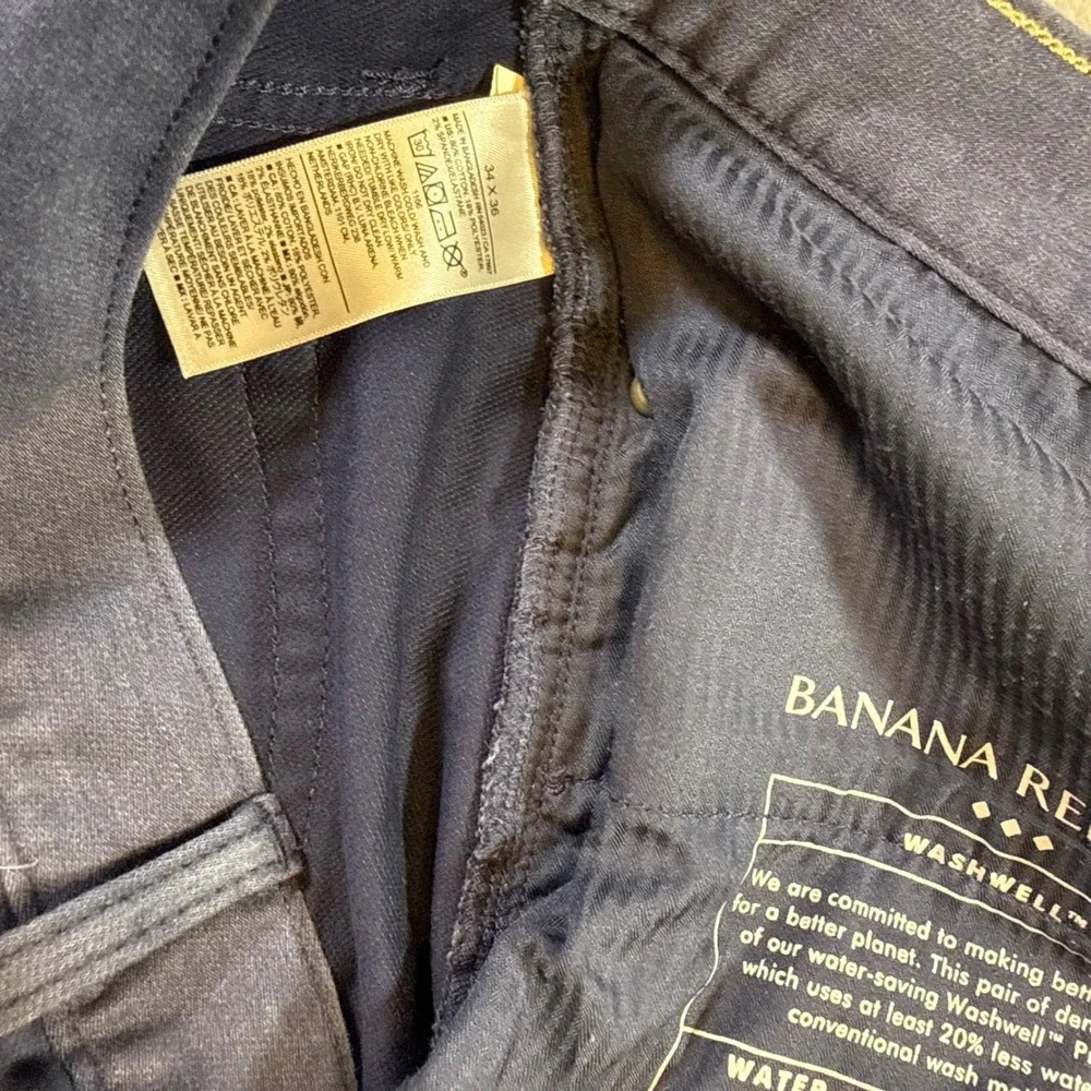 Banana Republic Mens Travel Athletic Fit Pants Blue 34x36 Stretch Washwell Taper